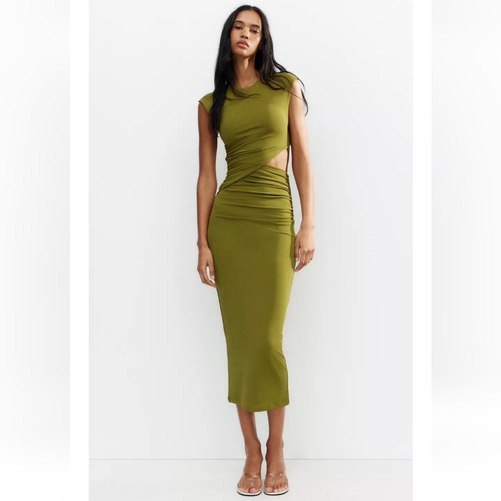 Zara Olive Green Cutout Dress